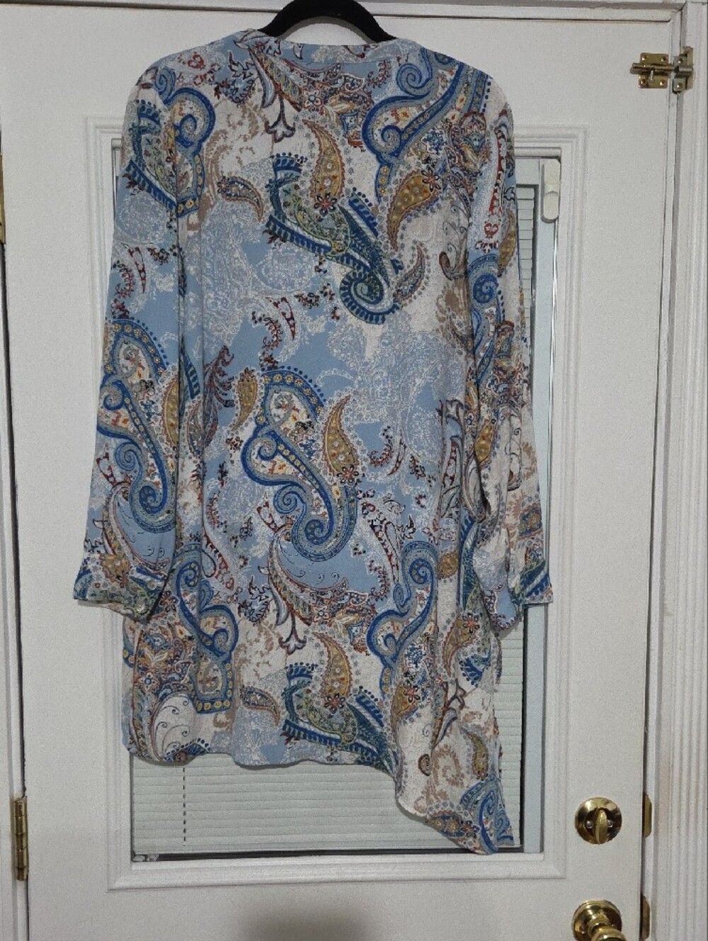 Chico's Blue, Orange & Cream Paisley Print Blouse - Picture 2 of 5
